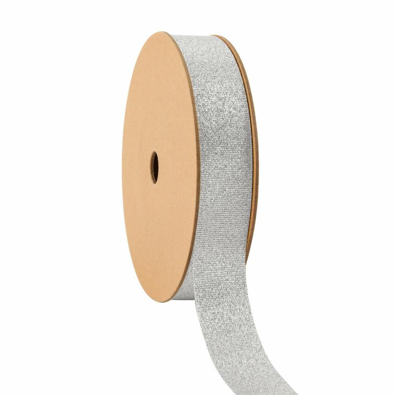 Tafetta |  5/8" Metallic Tafetta Ribbon | Silver | 25 Yard Roll Ribbon Tafetta