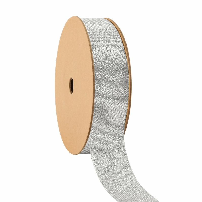 Tafetta |  7/8" Metallic Tafetta Ribbon | Silver | 25 Yard Roll Ribbon Tafetta