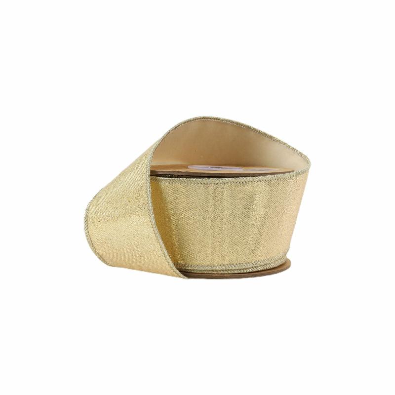 Wired |  2 1/2" Wired Iridescent Ribbon | Gold Metallic Double-Fused Taffeta Backing | 10 Yard Roll Ribbon Wired