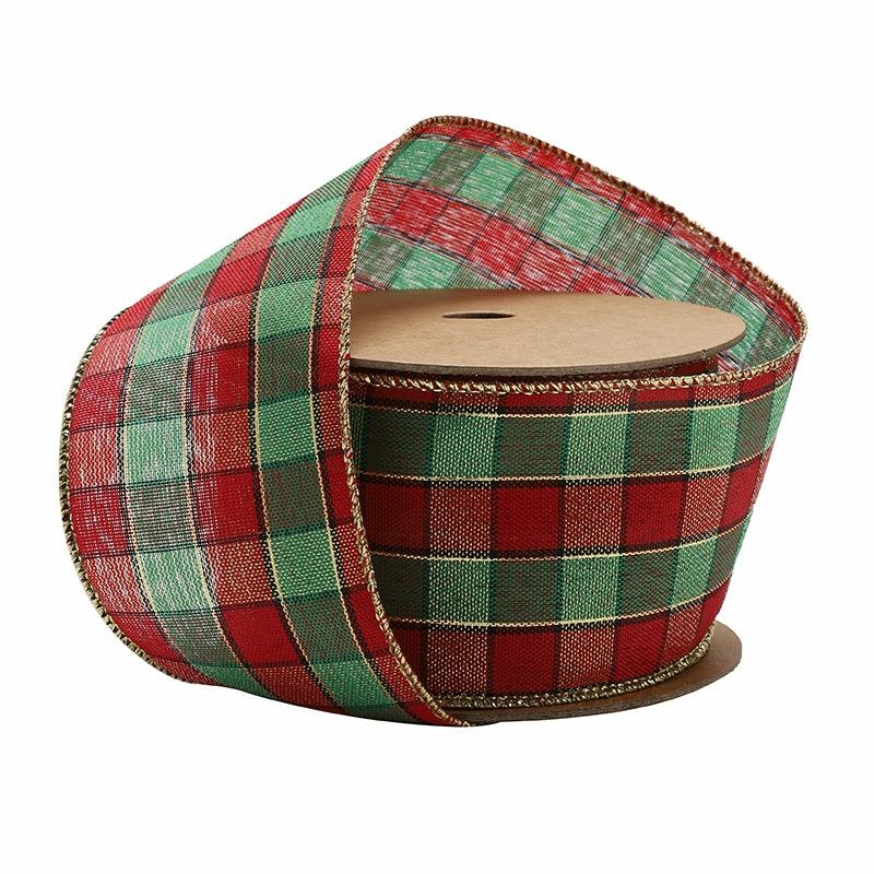 Wired |  2 1/2" Wired Ribbon | Red/Green Plaid | 10 Yard Roll Ribbon Wired