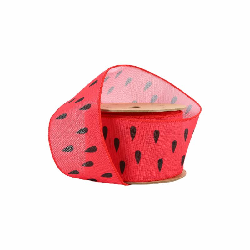 Wired |  2 1/2" Wired Ribbon | Watermelon Seeds | 10 Yard Roll Ribbon Wired