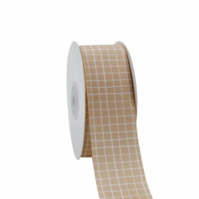 Grosgrain |  1 1/2" Printed Grosgrain Ribbon | Harvest Check | 20 Yard Roll Grosgrain Grosgrain