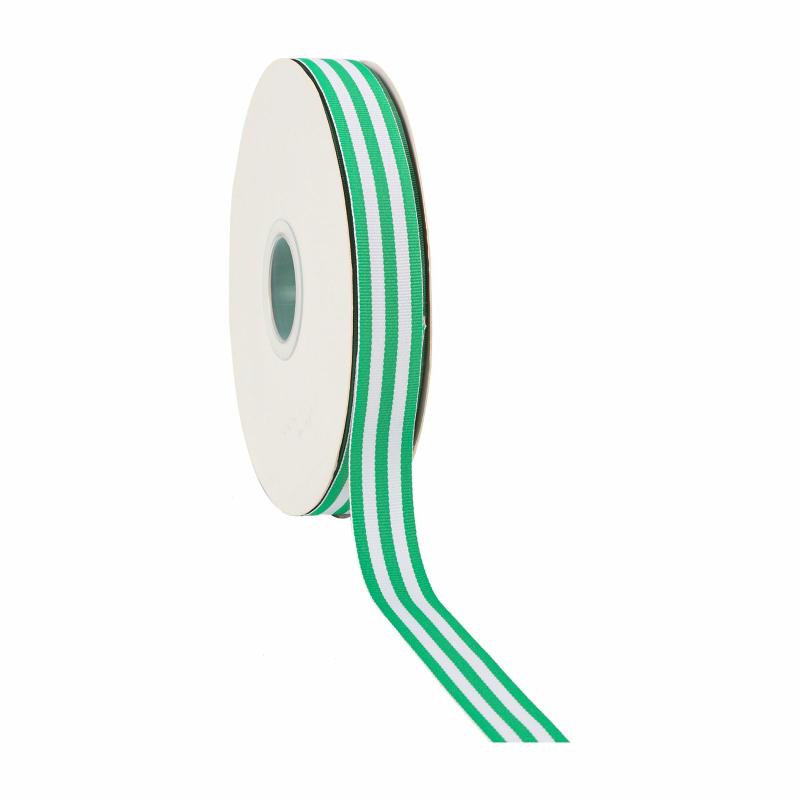 Grosgrain |  7/8" Striped Ribbon | Emerald | 100 Yard Roll Grosgrain Grosgrain