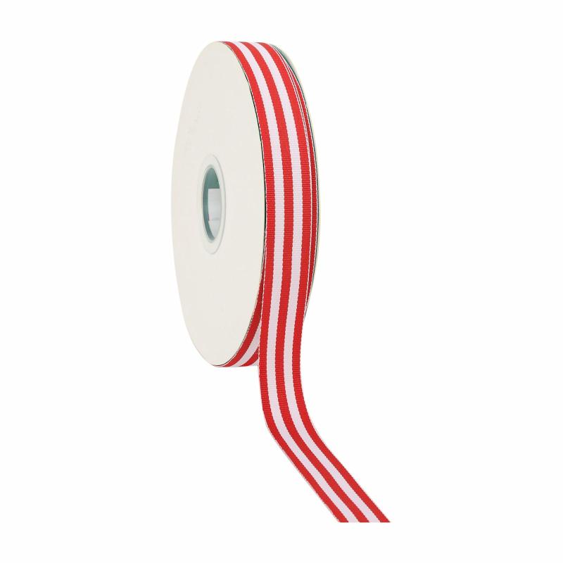 Grosgrain |  7/8" Striped Ribbon | Red | 100 Yard Roll Grosgrain Grosgrain