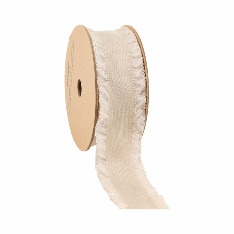 Novelty |  1 1/2" Ruffle Ribbon | Darker Cream | 20 Yard Roll Novelty Novelty