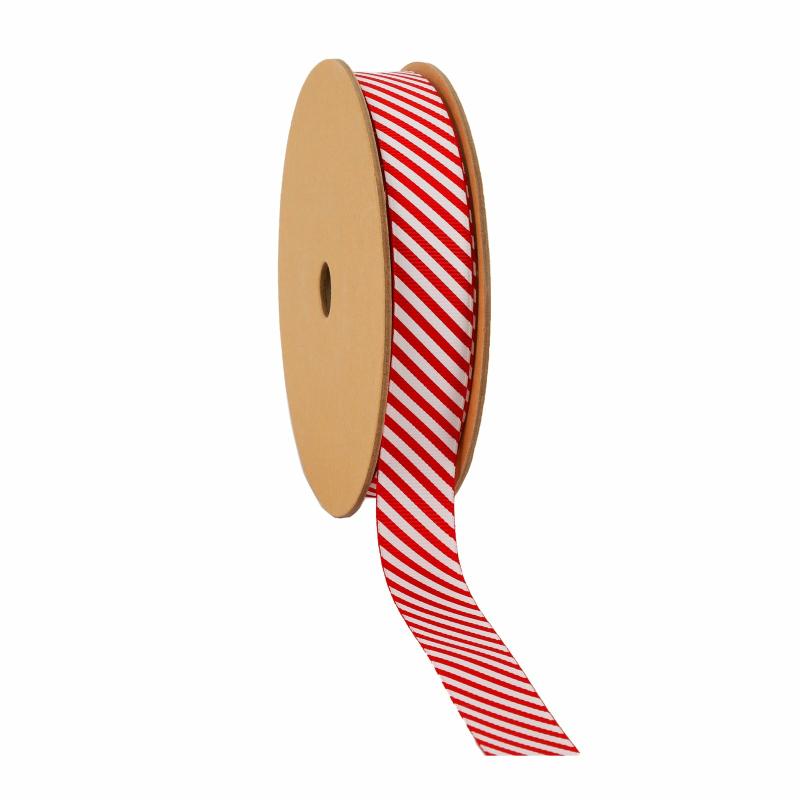 Novelty |  7/8" Printed Ribbon | "Candy Cane Stripe" Red/White | 25 Yard Roll Novelty Novelty