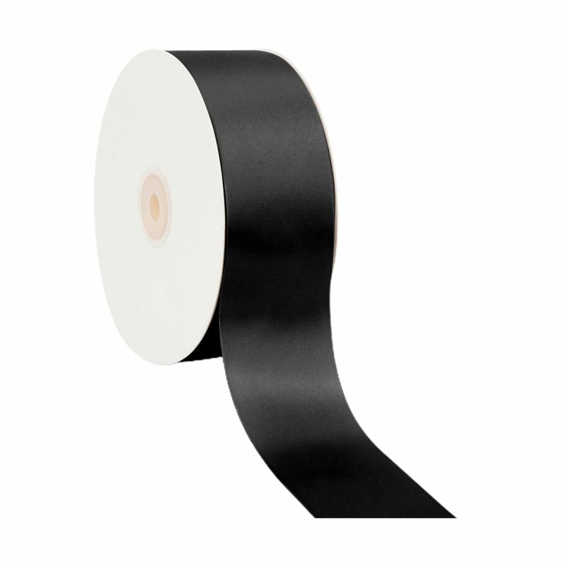 Satin |  2 1/4" Double Face Satin Ribbon | Black | 50 Yard Roll Ribbon Satin