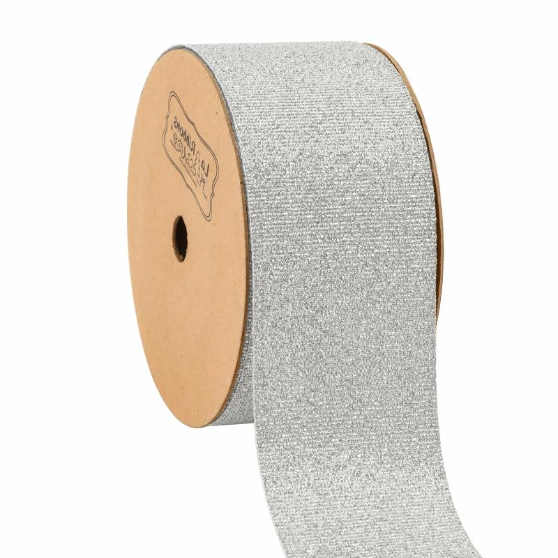 Tafetta |  1 1/2" Metallic Tafetta Ribbon | Silver | 25 Yard Roll Ribbon Tafetta