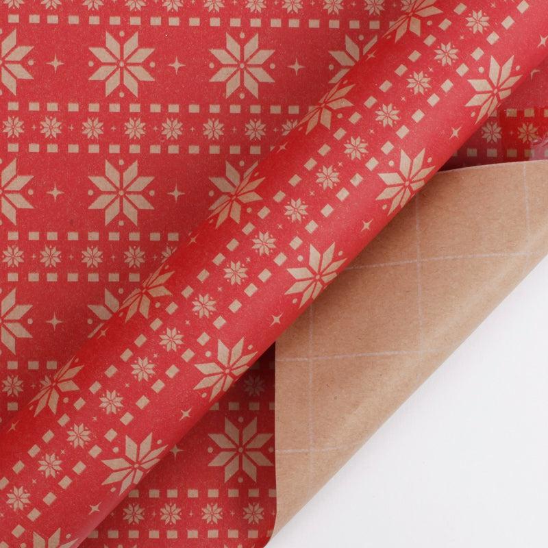 10′ Rolls |  30" X 10′ Kraft Wrapping Paper | Knit Natural/Red 10' Rolls 10' Rolls