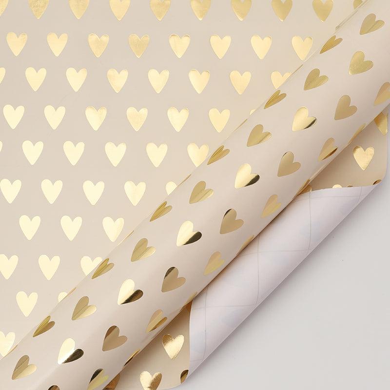 33′ Rolls |  17" X 33′ Mini Wrapping Paper | Blush Gold Metallic Heart Everyday 33' Rolls