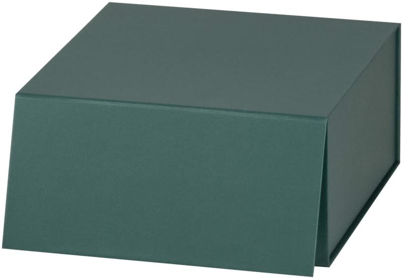 Everyday |  8" X 8" X 4" Collapsable Gift Box W/ Magnetic Square Flap Lid | Forest Green Everyday Everyday