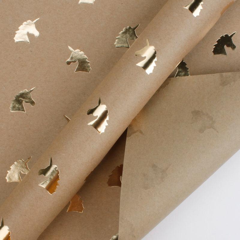 Multi-Packs |  30" X 20" Kraft Wrapping Paper Sheets Bundle | Unicorn Gold Foil Kraft Everyday Everyday